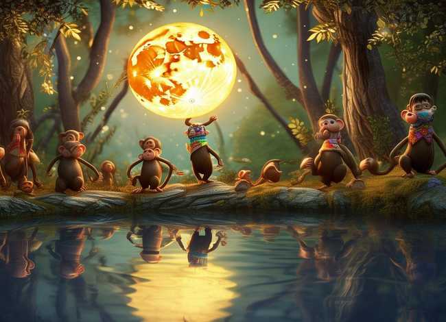 贝瓦儿歌猴子捞月故事（贝瓦儿歌猴子捞月亮）