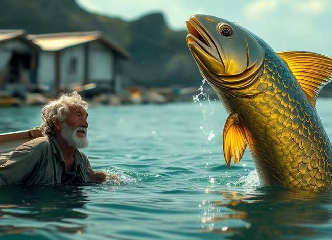 渔夫和金鱼的故事 - 渔夫和金鱼的故事好词好句