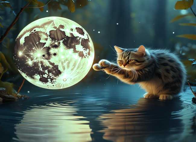 兔小贝猴子捞月亮故事 - 猫小帅故事猴子捞月亮