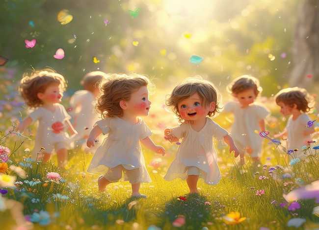 天堂的儿童绘画，天堂的儿童绘画图片