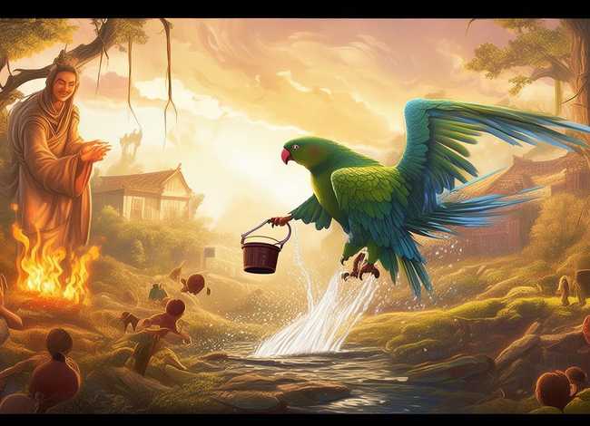 儿童故事鹦鹉救火被天神感动了 中国古代寓言故事鹦鹉救火读后感