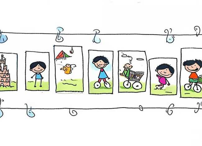 儿童连环画6张简单手绘；儿童连环画6张简单手绘童年笔记