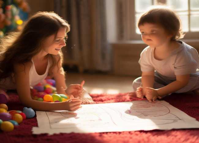 妈妈给我讲故事的儿童画；妈妈给我讲故事的简笔画