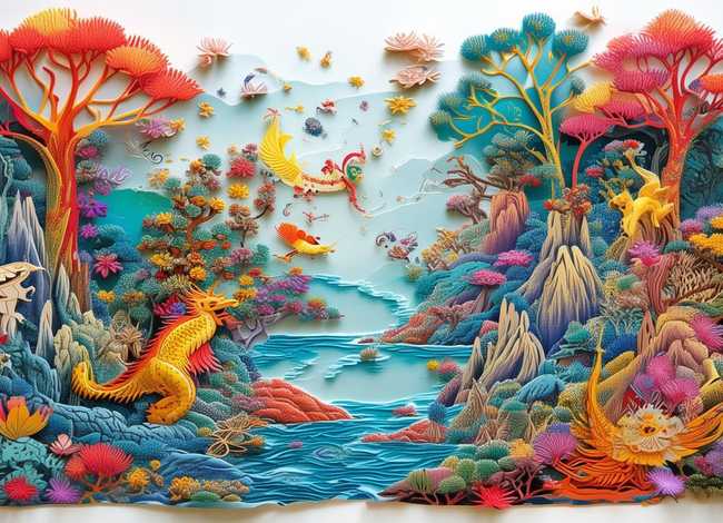 神话剪纸故事手工儿童画 神话故事纸贴画