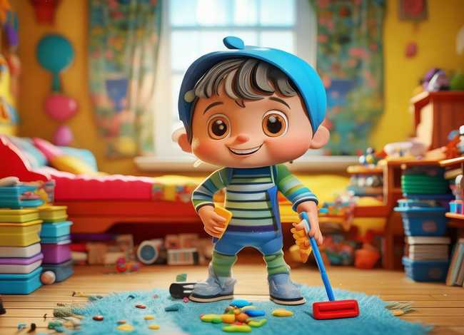 儿童收拾房间的简笔图片；儿童收拾房间简笔画