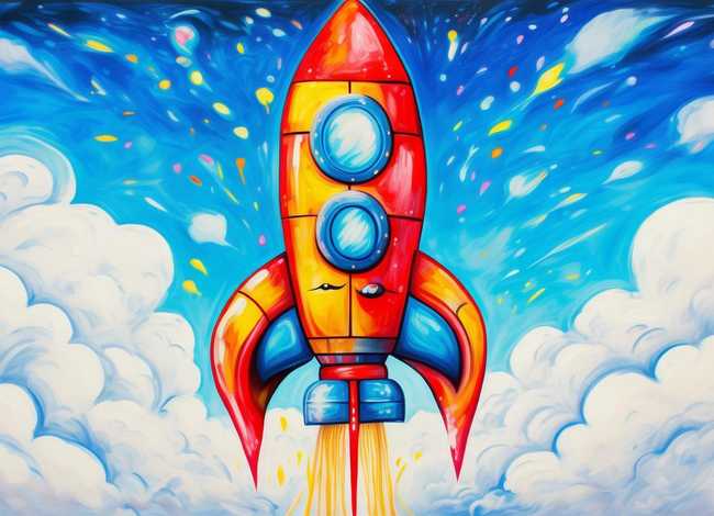 火箭儿童画图片，火箭儿童画图片一等奖