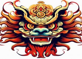 舞狮的狮头简笔画 舞狮的狮头简笔画图片