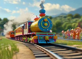 走在路上的小火车儿童故事 火车走在公路上的视频