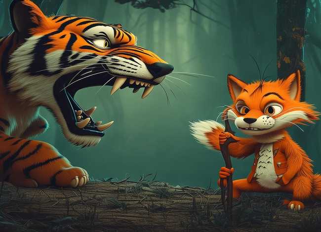 儿童故事狐假虎威简笔画，寓言故事狐假虎威简笔画