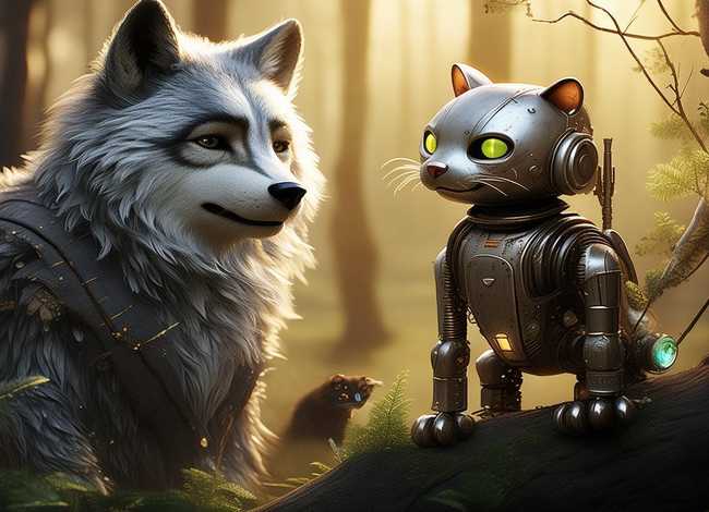 儿童故事 机器人和流浪猫、机器猫 故事 的 狼人 2