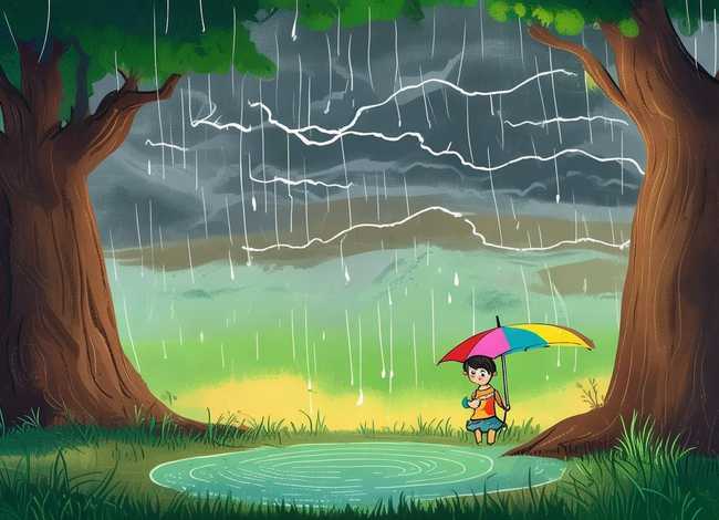 打雷了儿童故事 - 打雷的故事绘本