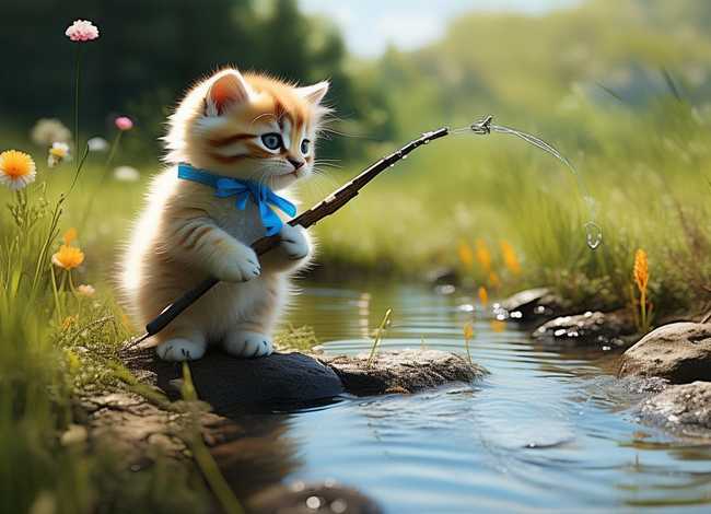 小猫钓鱼儿童故事；少儿故事小猫钓鱼的故事