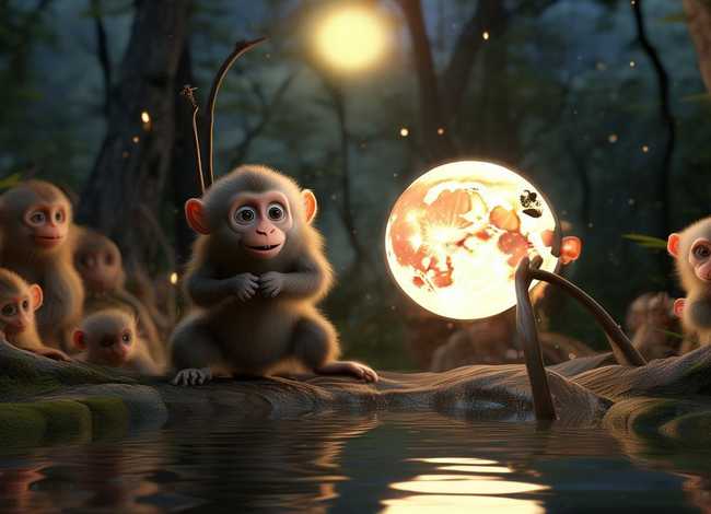 儿童故事猴子捞月亮（幼儿猴子捞月亮的完整故事）