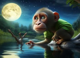 猴子捞月讲故事视频，猴子捞月故事表演视频