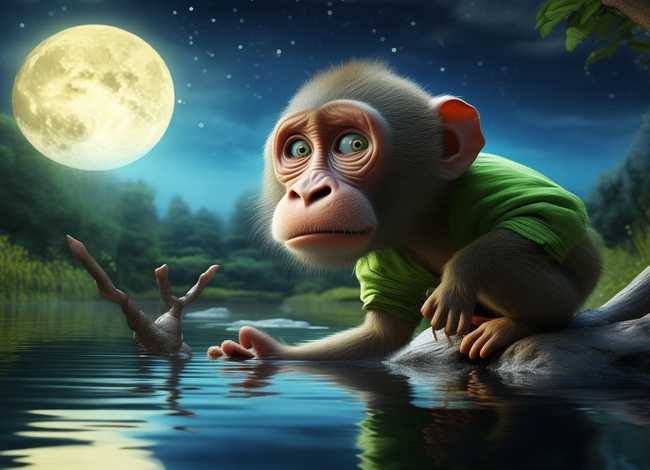 猴子捞月讲故事视频，猴子捞月故事表演视频