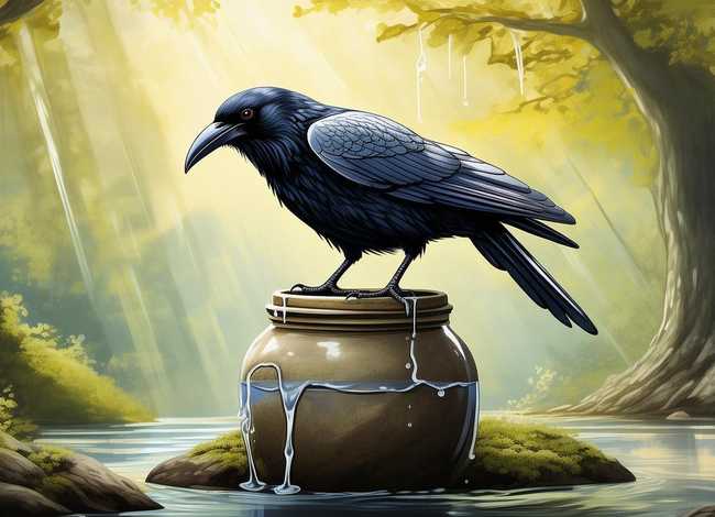 乌鸦喝水故事绘画作品（乌鸦喝水故事绘画作品图片）