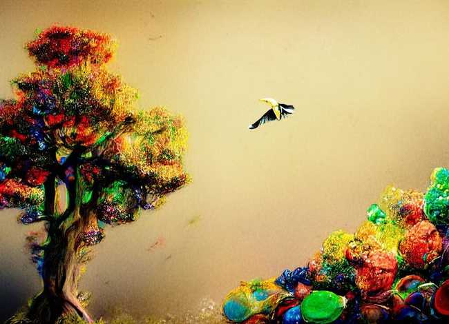 大海纽扣树叶小狗创编儿童故事，大海小鱼大树小鸟编童话故事300字