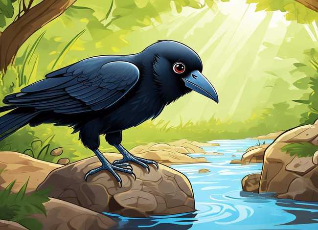 儿童绘本乌鸦喝水故事绘画（8张简笔画幼儿绘本故事乌鸦喝水）