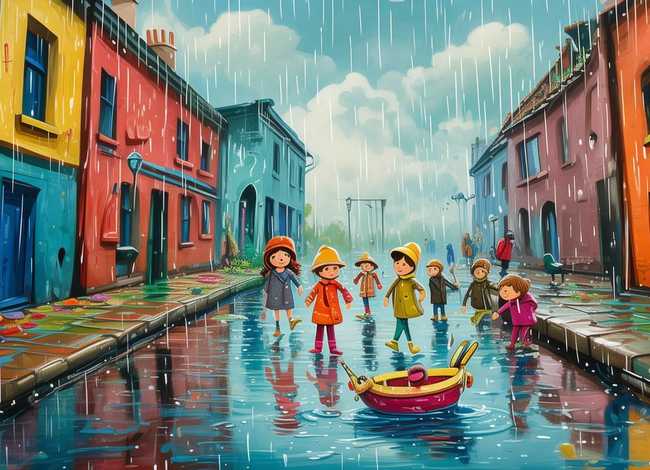 雨天的故事儿童画；雨天的故事画画