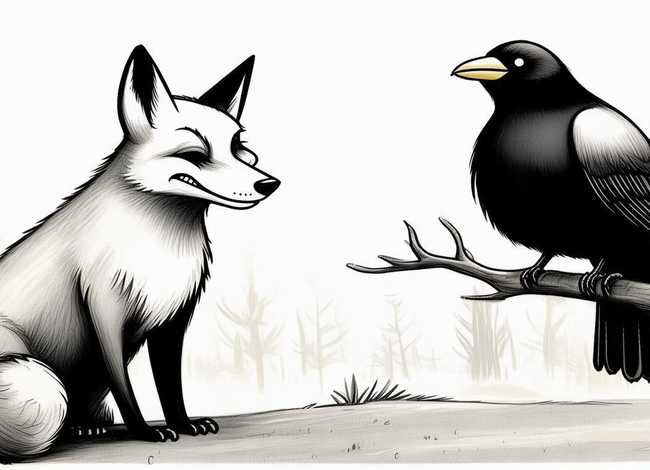 乌鸦与狐狸的故事图片 乌鸦与狐狸的故事图片简笔画
