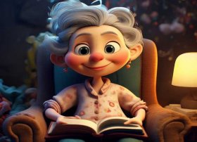 老奶奶讲故事简笔画 讲故事的老奶奶简笔画