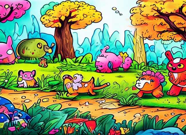 动物故事画简笔画彩色、动物故事画简笔画彩色版