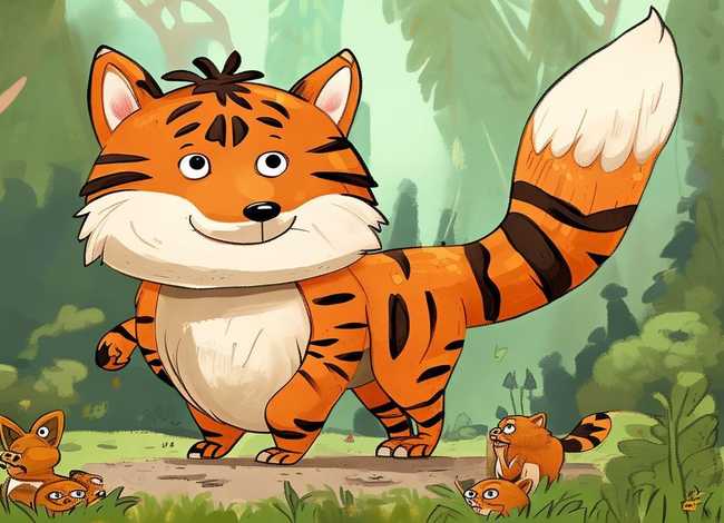 狐假虎威成语故事儿童版简笔画；成语故事虎假狐威的简笔画