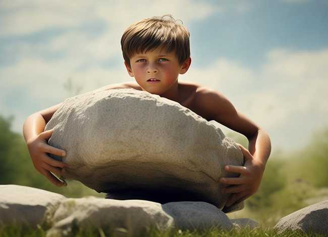 全力以赴的故事小孩搬石头高清；竭尽全力的故事,男孩搬石头
