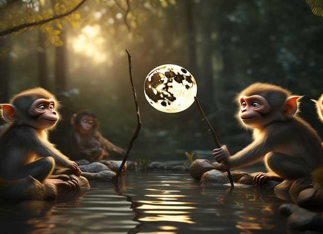 儿童故事猴子捞月亮（幼儿猴子捞月亮的完整故事）