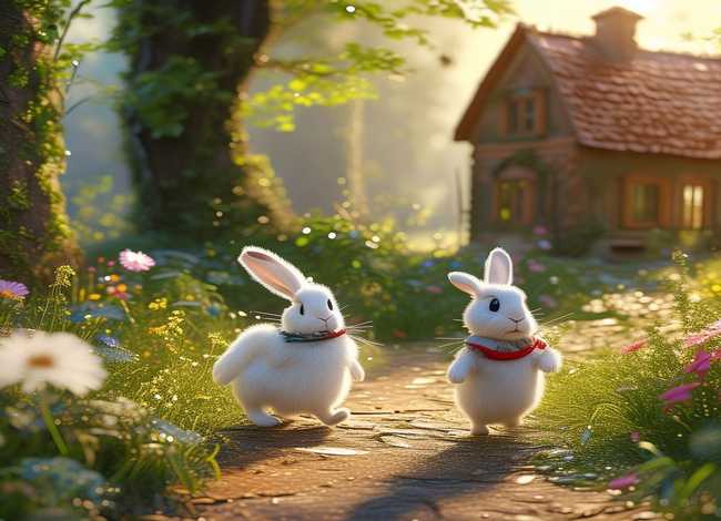 两只小兔子上学的故事；两只小兔子上学的故事图片