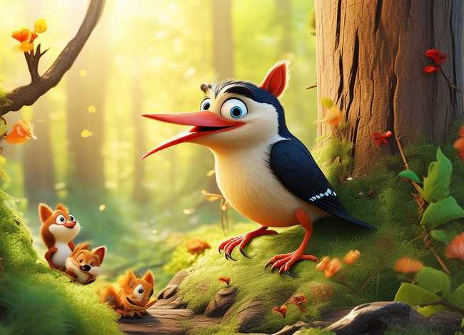 啄木鸟的儿童故事搞笑版 - 幼儿故事啄木鸟的故事