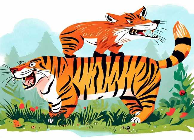 儿童画狐假虎威连环画，儿童画狐假虎威连环画图片