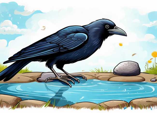 乌鸦喝水 儿童画 乌鸦喝水 儿童画图片大全