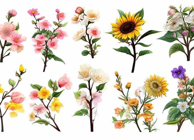 花枝的简笔画图片大全集，花枝的简笔画图片大全集高清