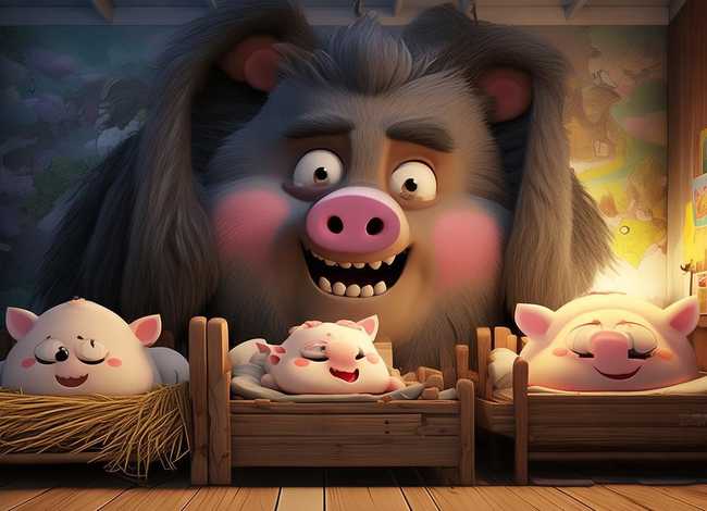 儿童睡前故事三只小猪和一只狼，三只小猪和一只大灰狼的睡前故事