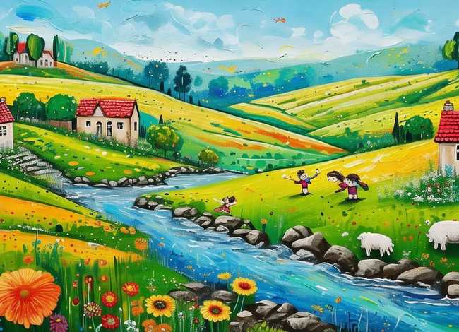 儿童绘画乡村景色、儿童绘画乡村景色怎么画