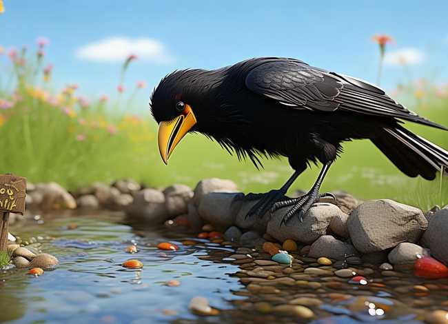 儿童绘画乌鸦喝水、儿童画乌鸦喝水教案