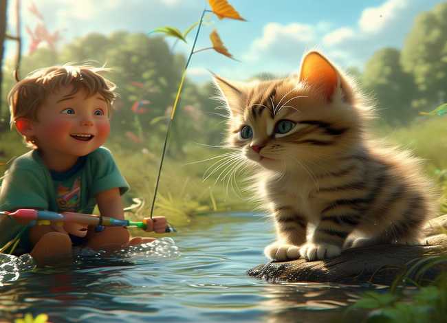 儿童故事小猫钓鱼的故事，少儿故事小猫钓鱼的故事