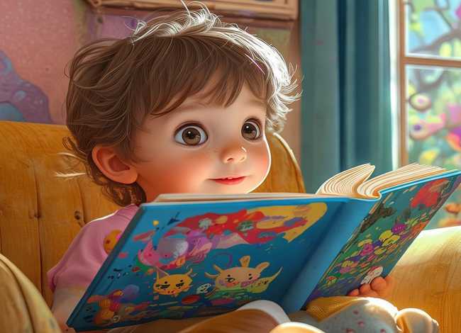 儿童插画看书；儿童插画看书图片