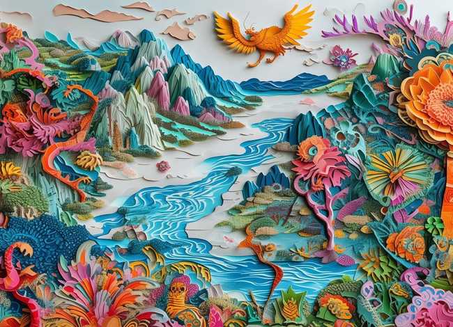 神话剪纸故事手工儿童画 神话故事纸贴画