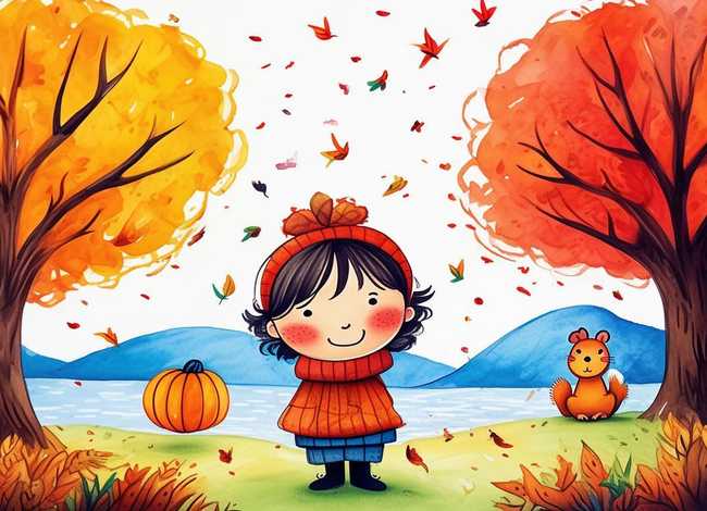 我和秋天的故事儿童画，我和秋天的故事简笔画