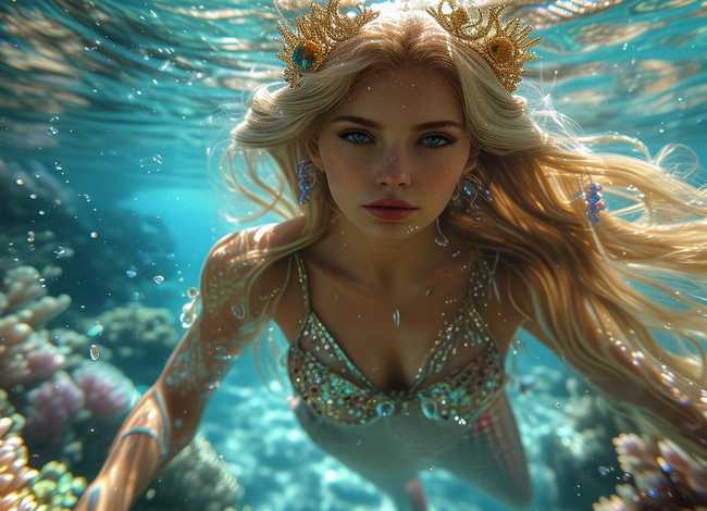 海底美人鱼图片；海底美人鱼图片高清