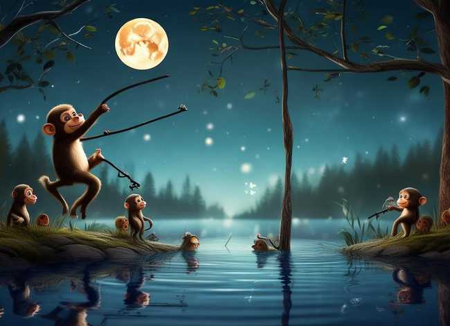 儿童故事猴子捞月亮英文版、英文版猴子捞月亮的故事
