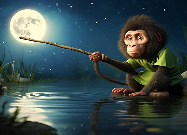 猴子捞月亮的故事阅读理解题，猴子捞月亮的故事阅读理解题目