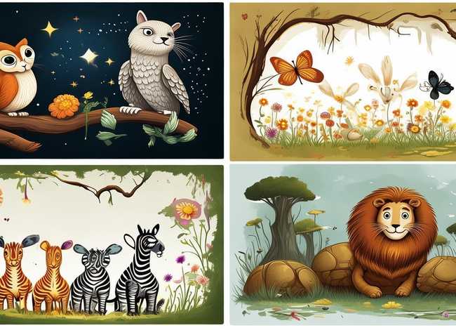 动物故事简笔画 - 动物简笔画故事组图4个图