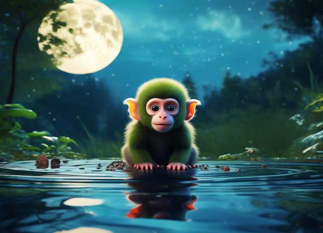 小猴子捞月亮故事；小猴子捞月亮故事完整版