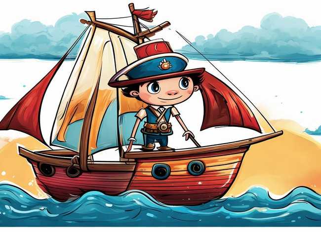 儿童船长简笔画；儿童船长彩色简笔画
