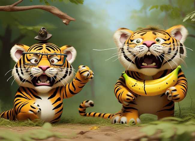 两只老虎的故事搞笑、两只老虎的故事搞笑图片