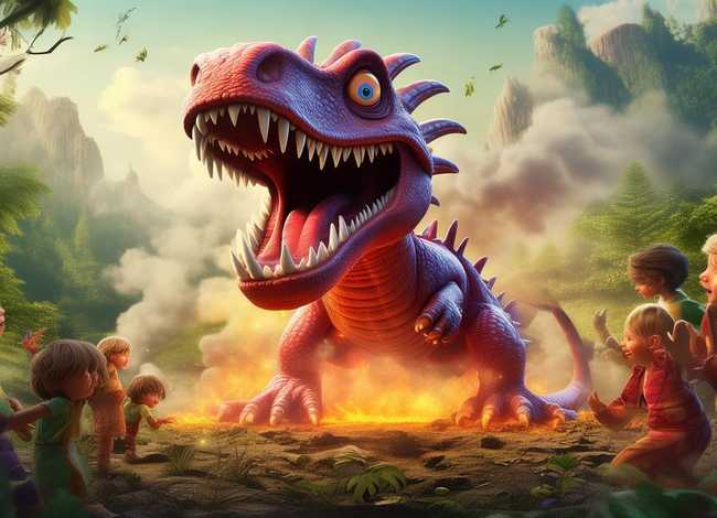 儿童故事火山怪兽（火山怪物恐龙故事）