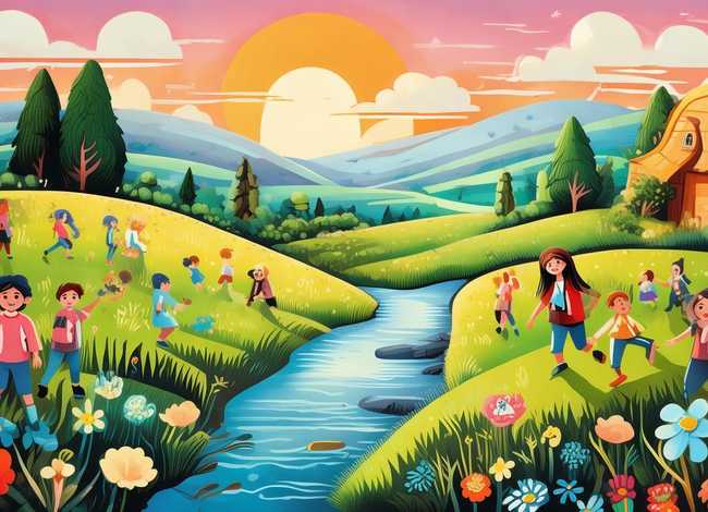 儿童 乡村 儿童乡村风景画
